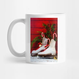 Vintage Women's Ice Skates And Candy Canes Mug